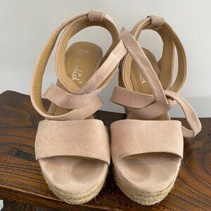 Splendid Pink Suede Wedge Espadrilles Sz 6.5